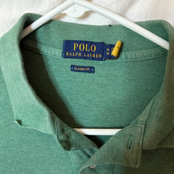 Ralph Lauren Green Polo Shirt Classic Mens 100% Cotton Shirt Green Size XL - Picture 2 of 5